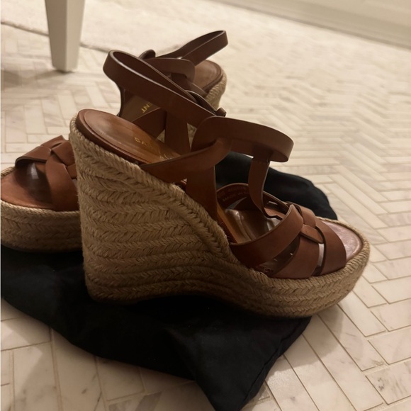 YSL TRIBUTE ESPADRILLES WEDGE IN SMOOTH LEATHER - Picture 2 of 2